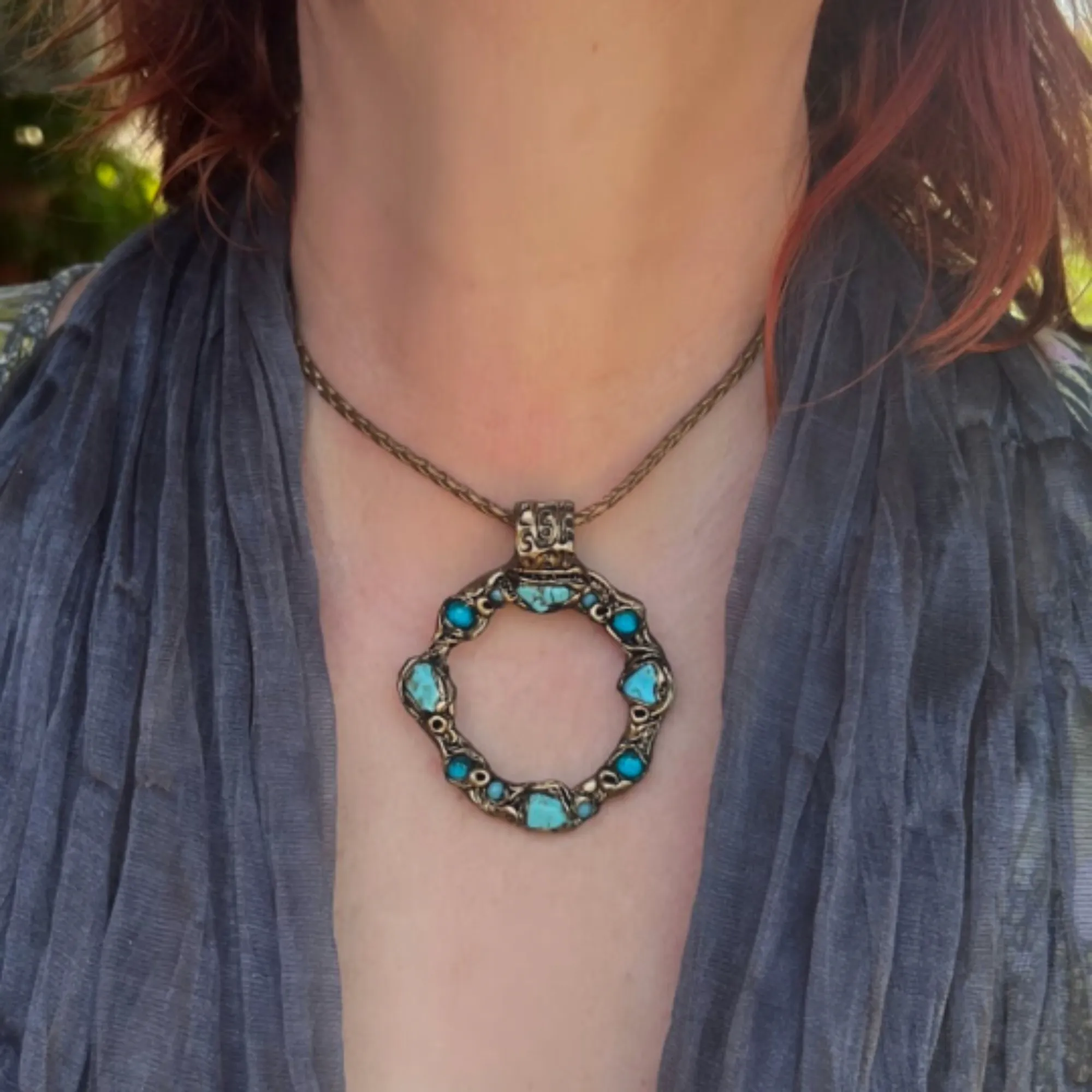 Turquoise Ring with Amazonite , Large Gemstone Cocktail Ring