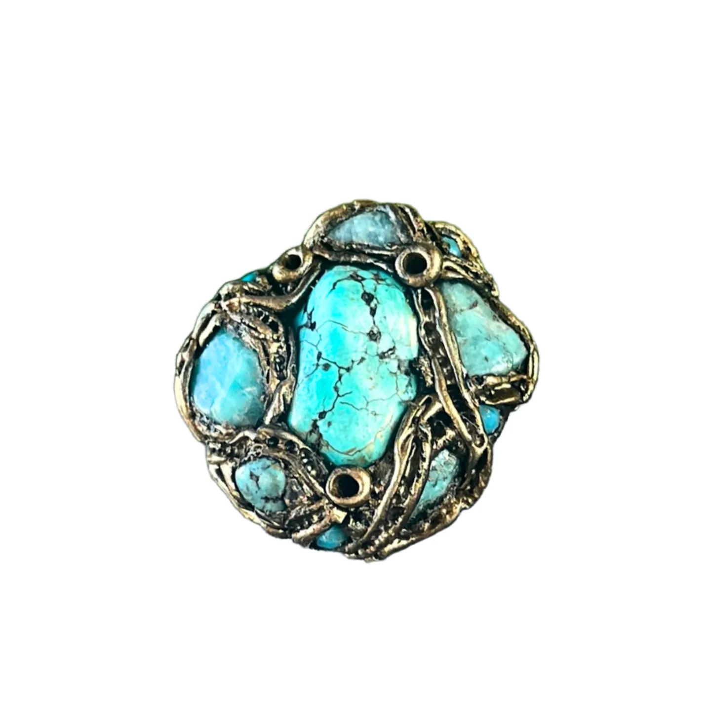 Turquoise Ring with Amazonite , Large Gemstone Cocktail Ring