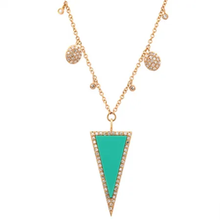 Turquoise Triangle with Dangling Diamonds Necklace