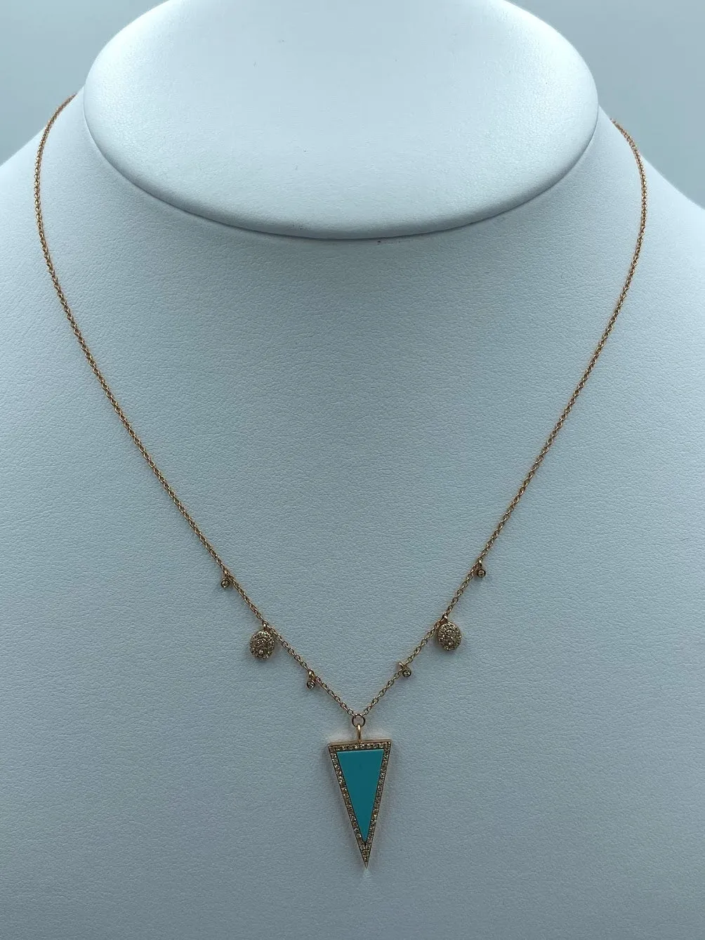 Turquoise Triangle with Dangling Diamonds Necklace