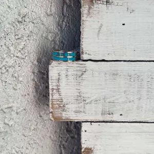Two Row Turquoise Inlay Genuine Ring