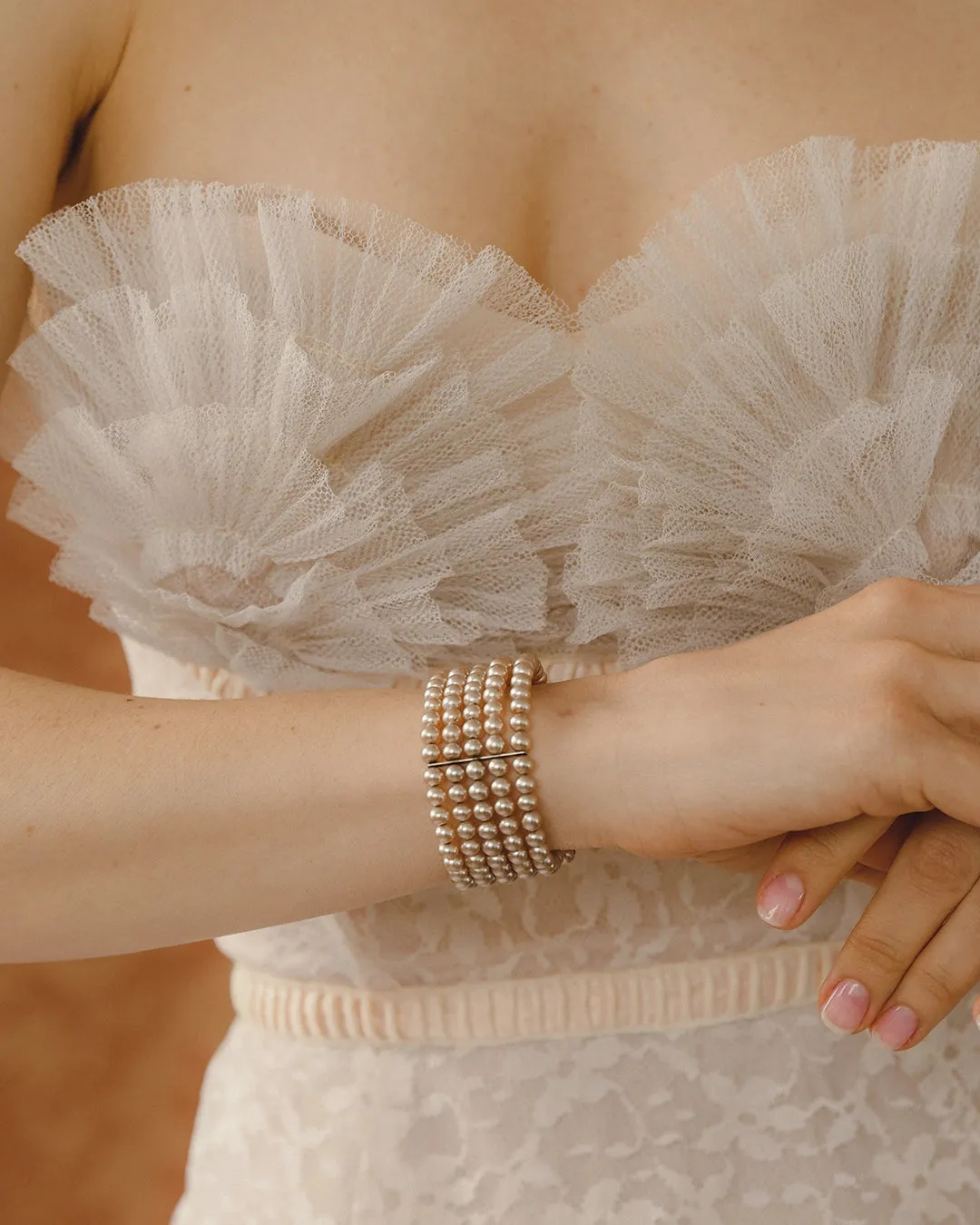 Vintage 1950s Pearl Spiral Cluster Earrings & Bracelet Set