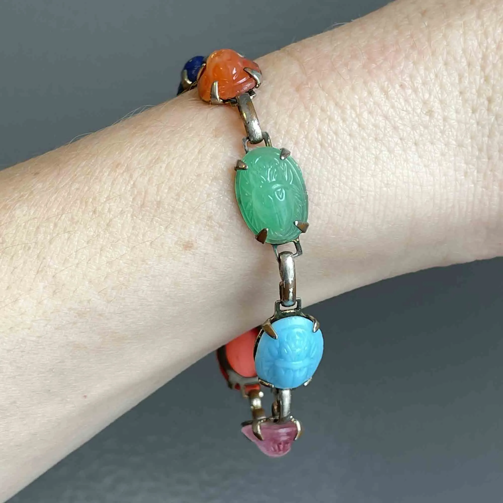 Vintage Egyptian Scarab Beetle Bug Bracelet