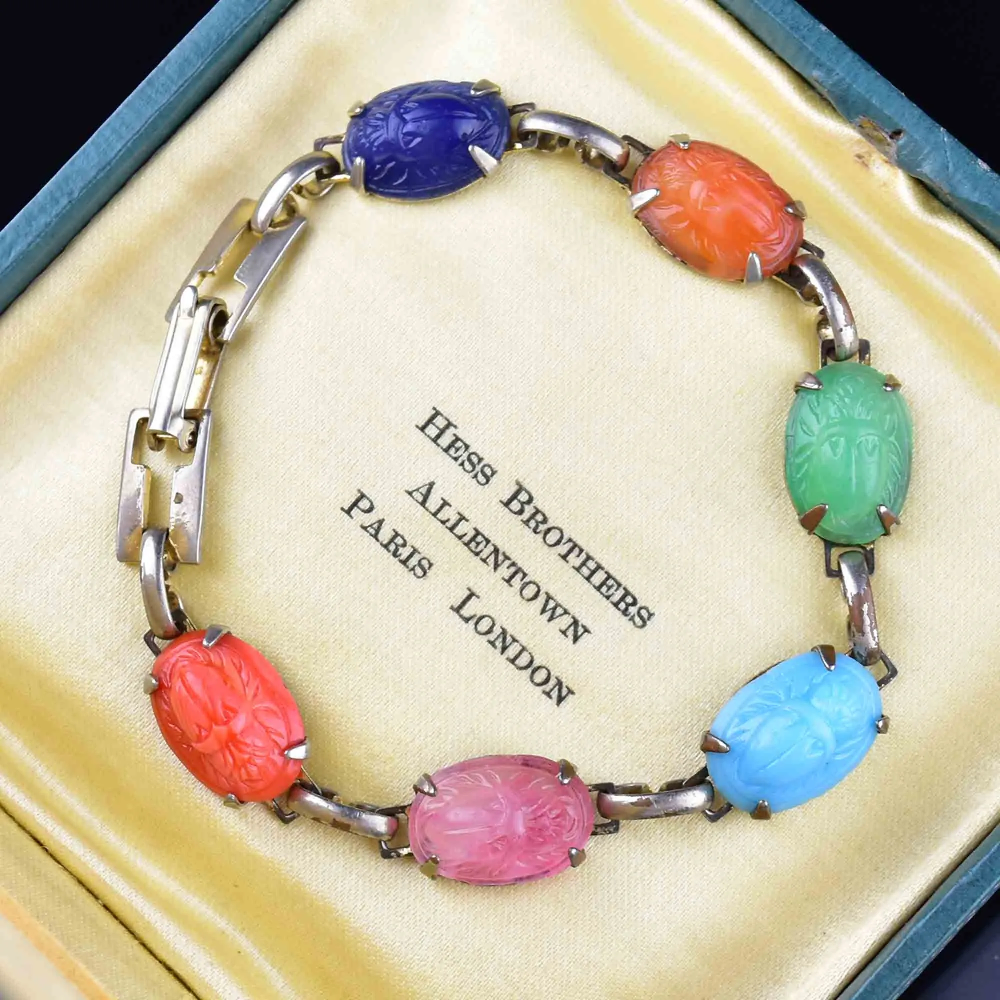 Vintage Egyptian Scarab Beetle Bug Bracelet