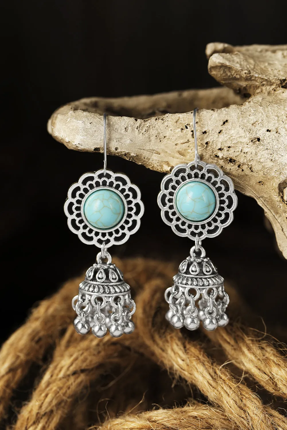 Western Turquoise Hollow Out Dangle Earrings