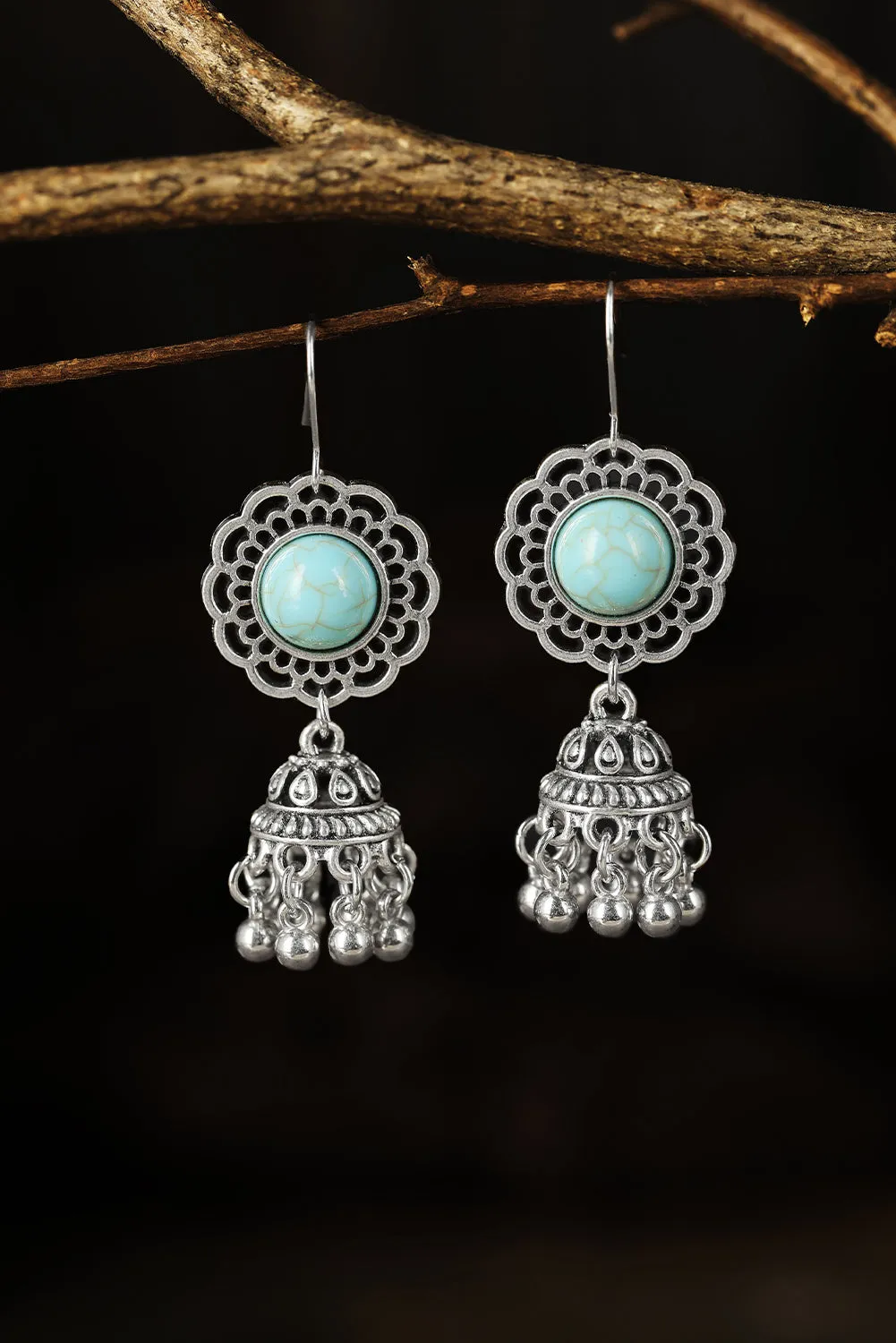 Western Turquoise Hollow Out Dangle Earrings