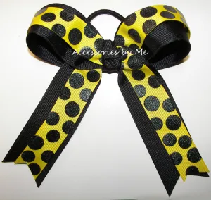 Yellow Black Ponytail Holder Hair Bow