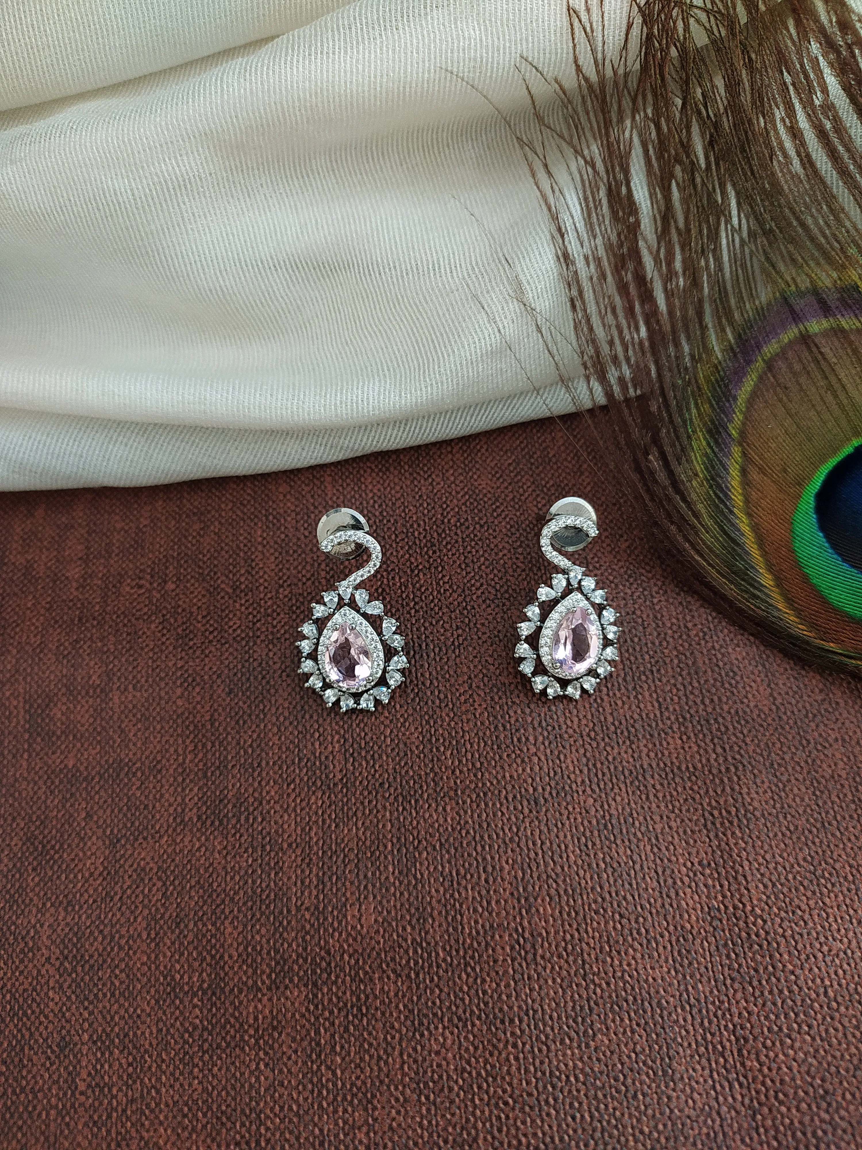 Zircon Mala Set with Pear-Shaped Pendant and Beads