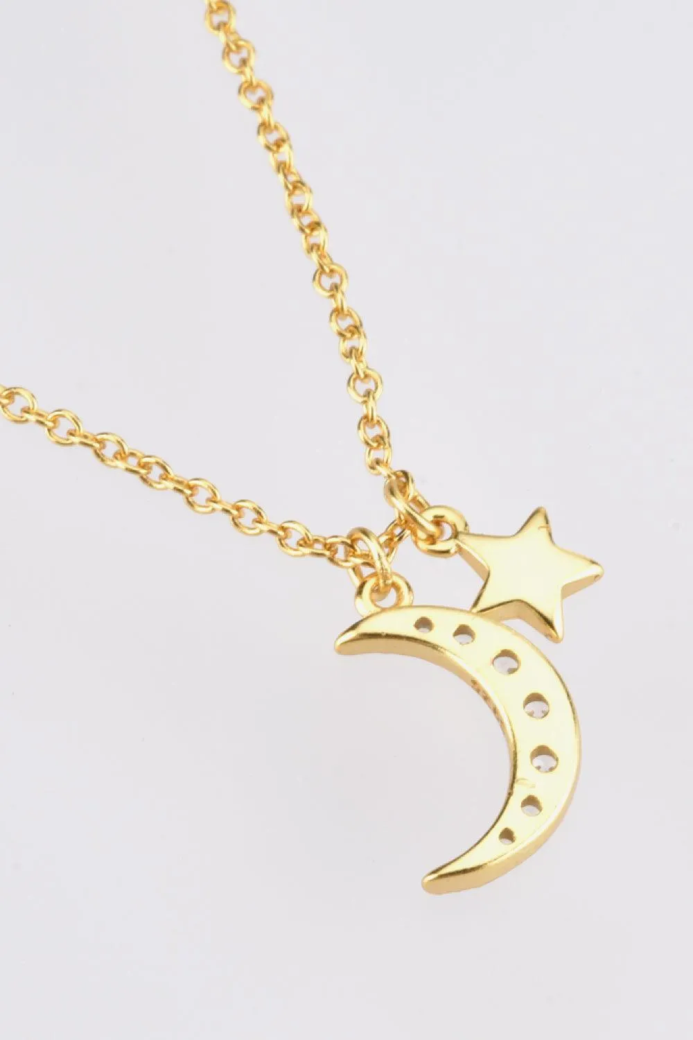 Zircon Star and Moon Pendant Necklace