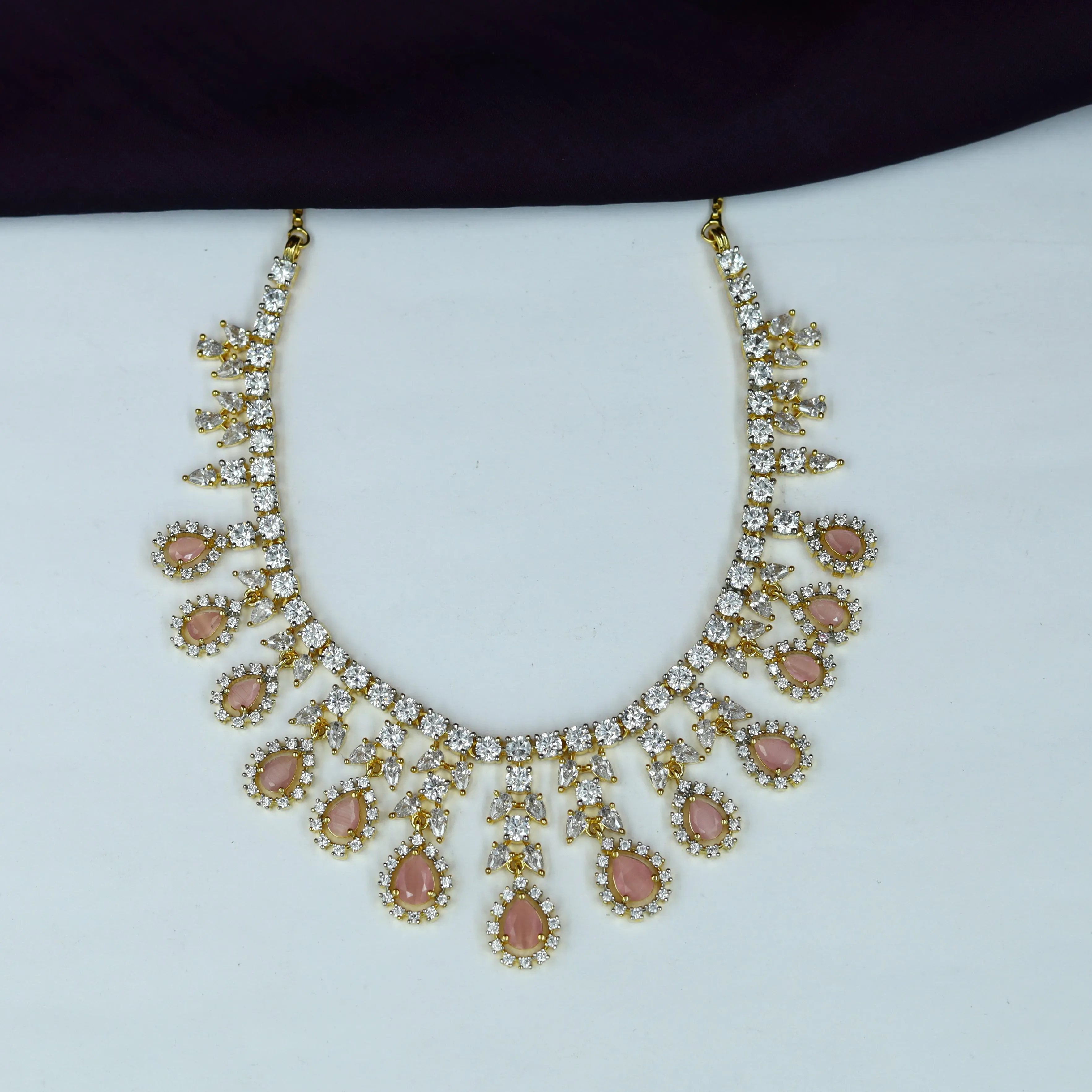 Zircon/AD Round Neck Necklace Set 20047-7231